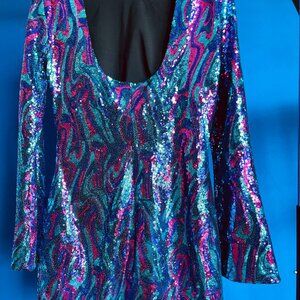 Like New Colorful European Sequin Cocktail Dress